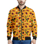 Watercolor Sunflower Pattern Print Men's Bomber Jacket