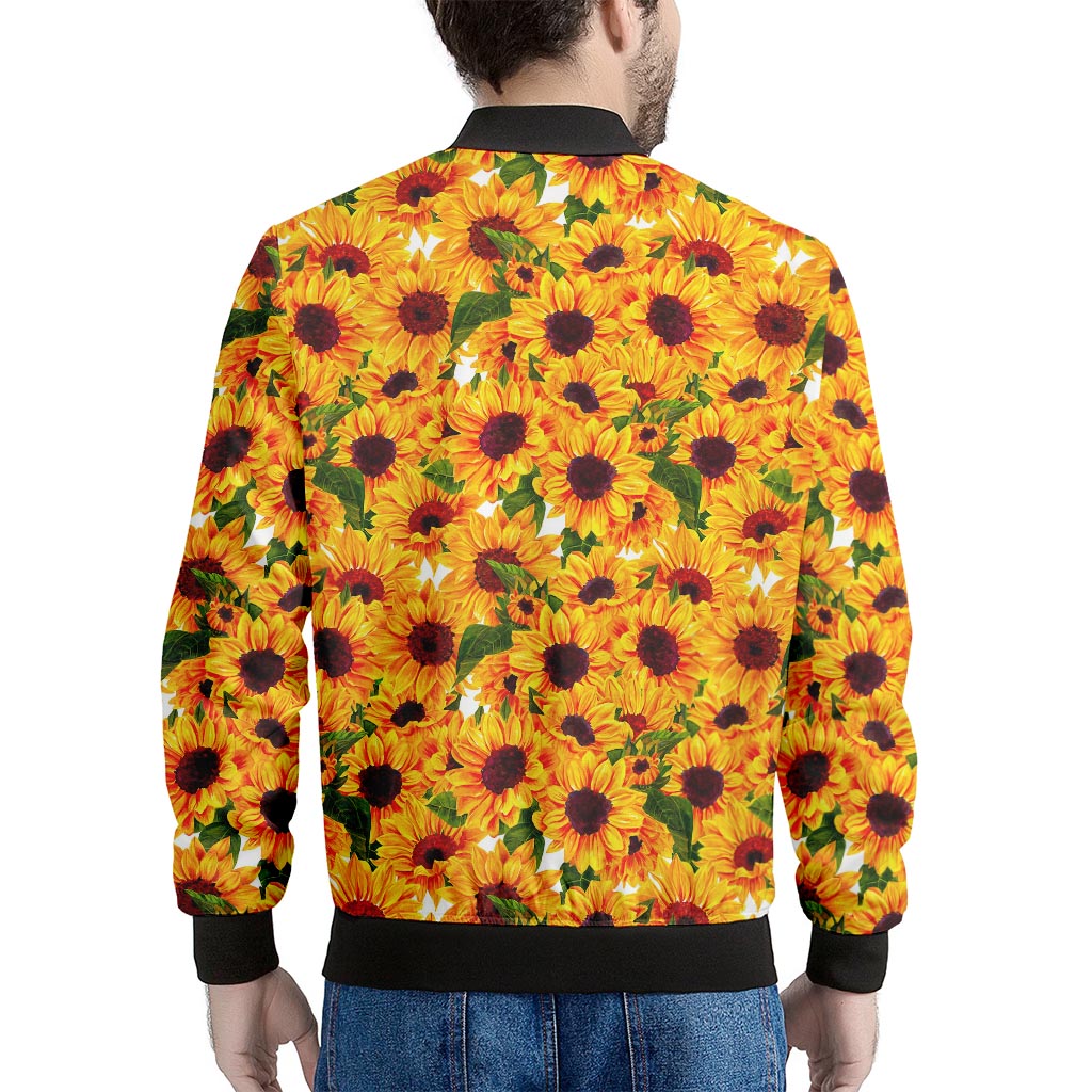 Watercolor Sunflower Pattern Print Men's Bomber Jacket