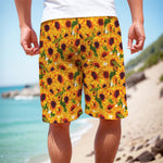 Watercolor Sunflower Pattern Print Men's Cargo Shorts