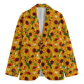 Watercolor Sunflower Pattern Print Men's Cotton Blazer