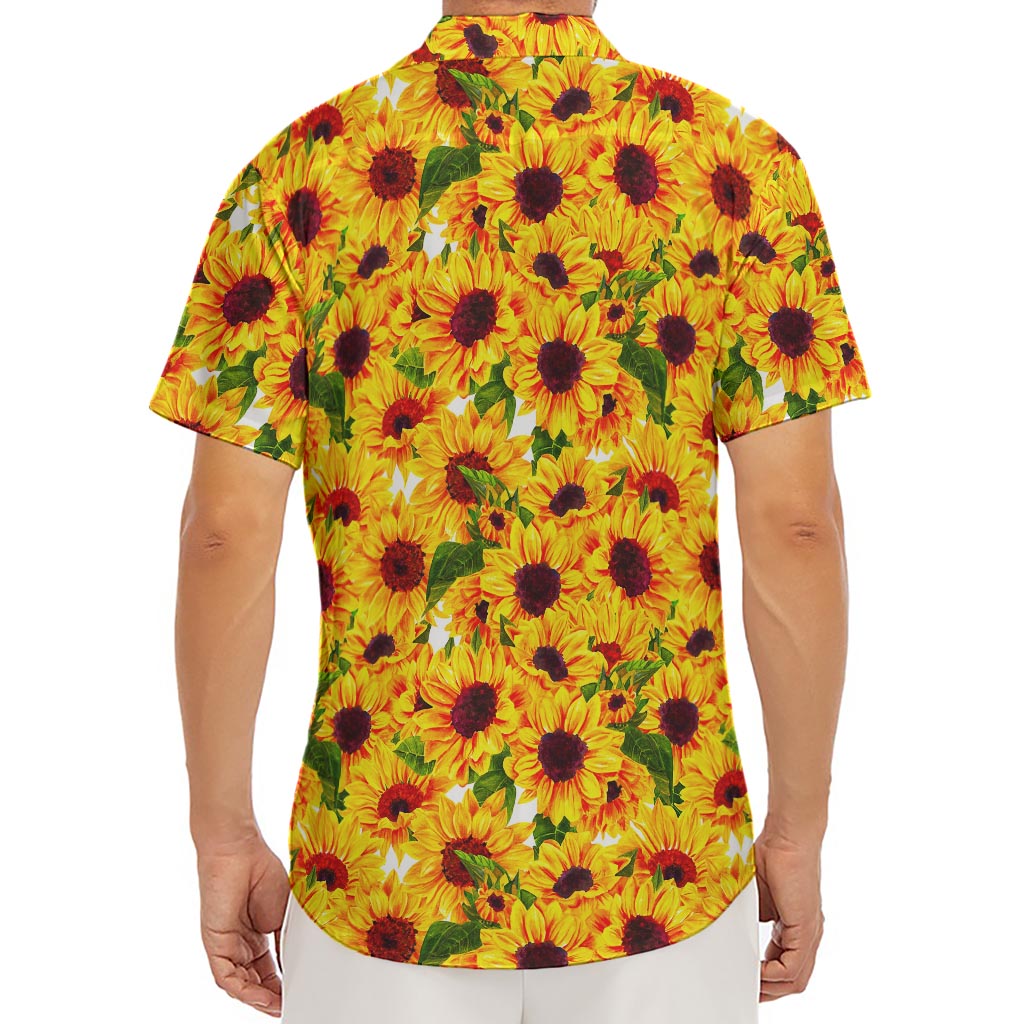 Watercolor Sunflower Pattern Print Men's Deep V-Neck Shirt