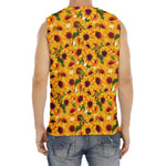 Watercolor Sunflower Pattern Print Men's Fitness Tank Top