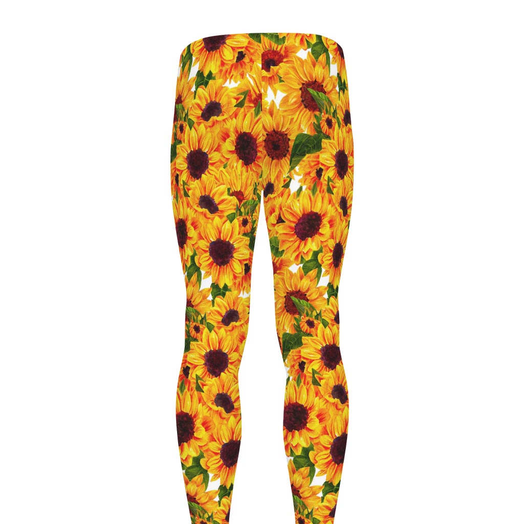 Watercolor Sunflower Pattern Print Men's leggings