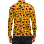 Watercolor Sunflower Pattern Print Men's Long Sleeve Rash Guard