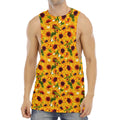 Watercolor Sunflower Pattern Print Men's Muscle Tank Top