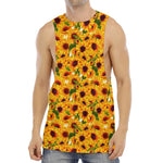 Watercolor Sunflower Pattern Print Men's Muscle Tank Top