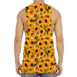 Watercolor Sunflower Pattern Print Men's Muscle Tank Top