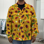 Watercolor Sunflower Pattern Print Men's Shirt Jacket