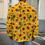 Watercolor Sunflower Pattern Print Men's Shirt Jacket