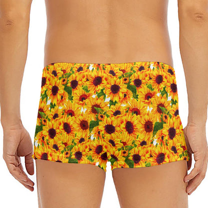 Watercolor Sunflower Pattern Print Men's Short Boxer Briefs