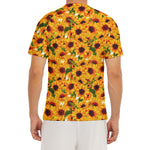 Watercolor Sunflower Pattern Print Men's Short Sleeve Rash Guard
