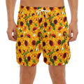 Watercolor Sunflower Pattern Print Men's Split Running Shorts