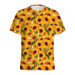 Watercolor Sunflower Pattern Print Men's Sports T-Shirt