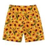 Watercolor Sunflower Pattern Print Men's Swim Trunks