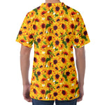 Watercolor Sunflower Pattern Print Men's Velvet T-Shirt
