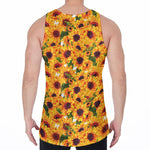 Watercolor Sunflower Pattern Print Men's Velvet Tank Top