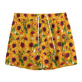 Watercolor Sunflower Pattern Print Mesh Shorts