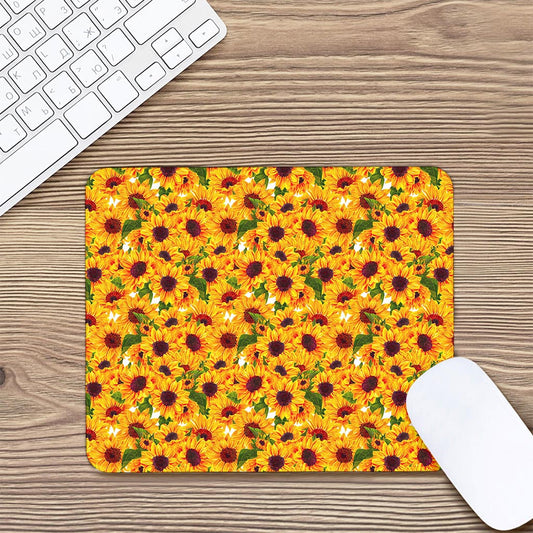 Watercolor Sunflower Pattern Print Mouse Pad