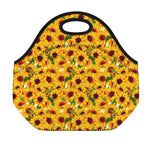 Watercolor Sunflower Pattern Print Neoprene Lunch Bag