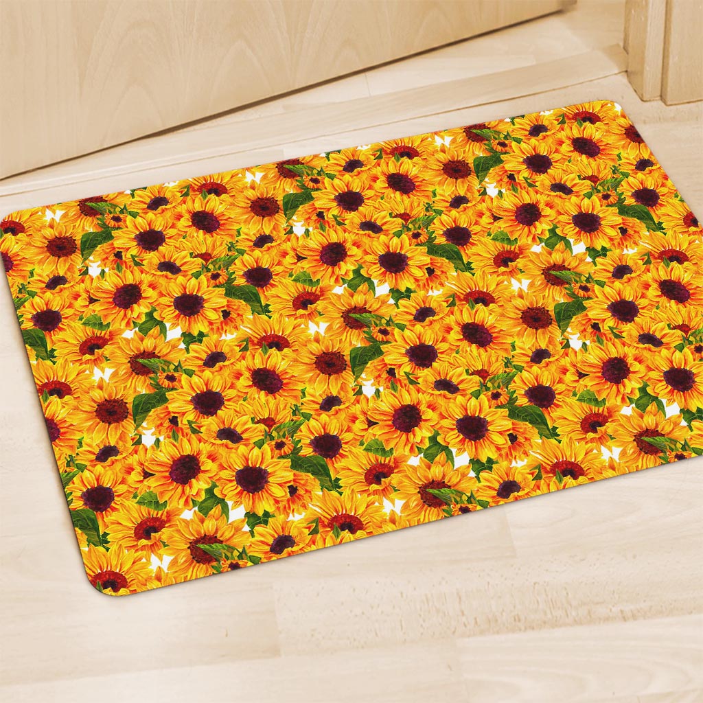 Watercolor Sunflower Pattern Print Polyester Doormat