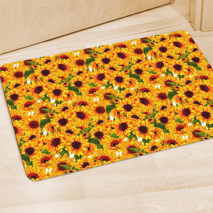 Watercolor Sunflower Pattern Print Polyester Doormat