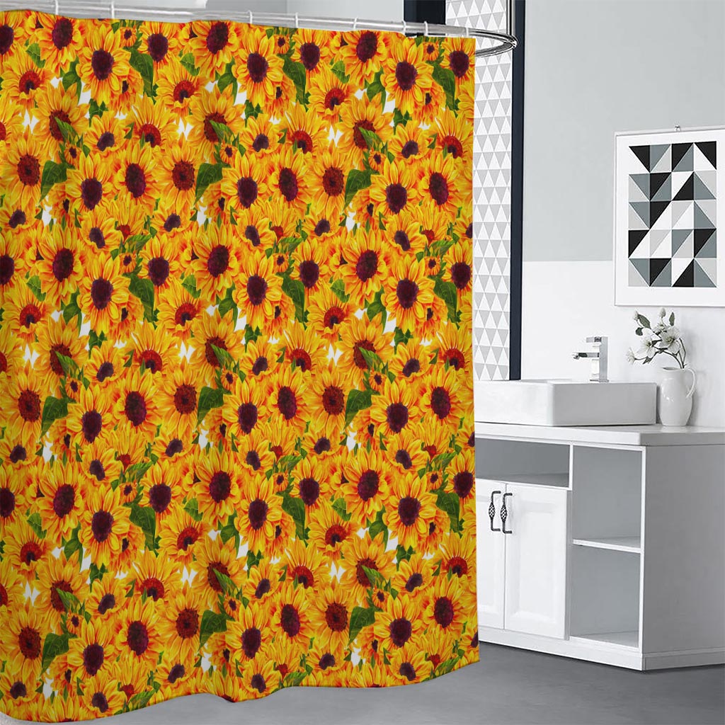 Watercolor Sunflower Pattern Print Premium Shower Curtain