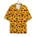 Watercolor Sunflower Pattern Print Rayon Hawaiian Shirt