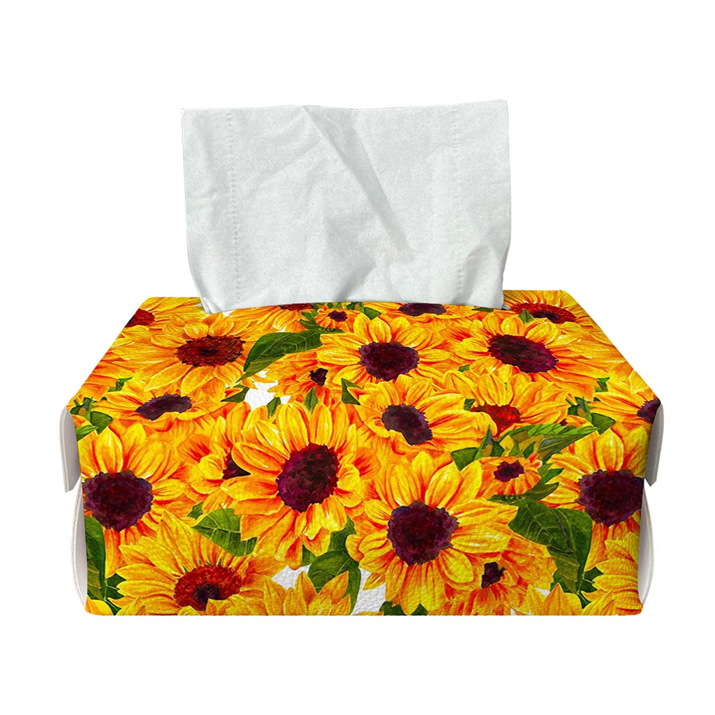 Watercolor Sunflower Pattern Print Rectangle Tissue Box Cover