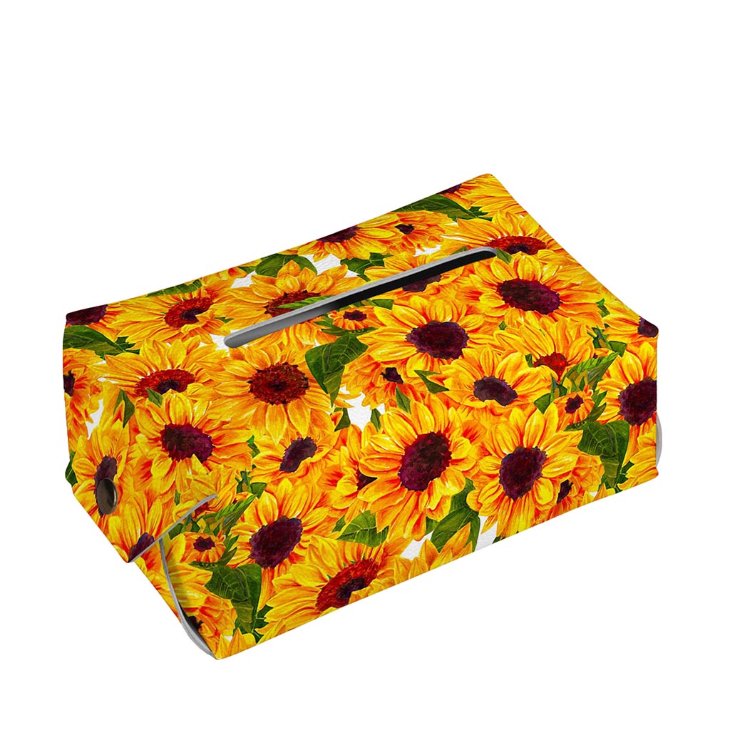 Watercolor Sunflower Pattern Print Rectangle Tissue Box Cover