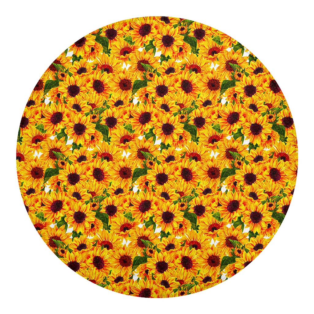 Watercolor Sunflower Pattern Print Round Blanket