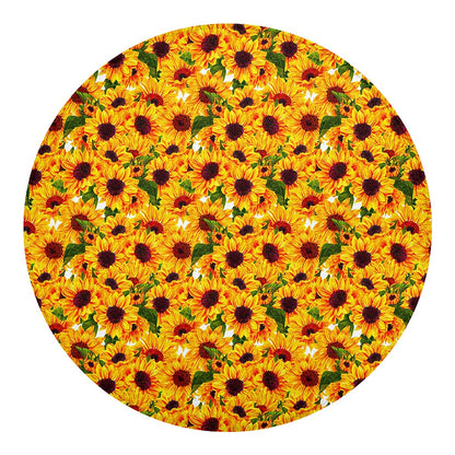 Watercolor Sunflower Pattern Print Round Blanket