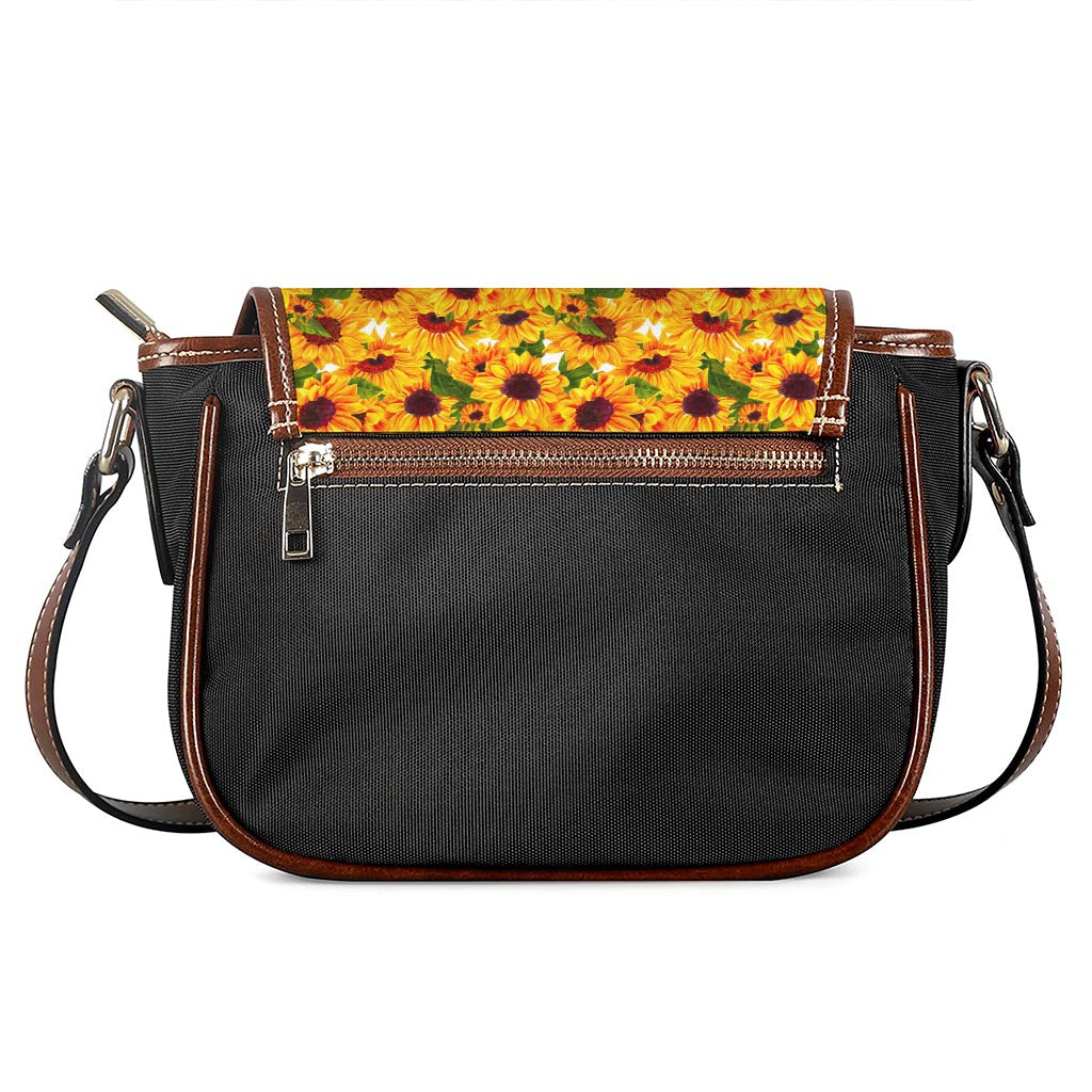 Watercolor Sunflower Pattern Print Saddle Bag