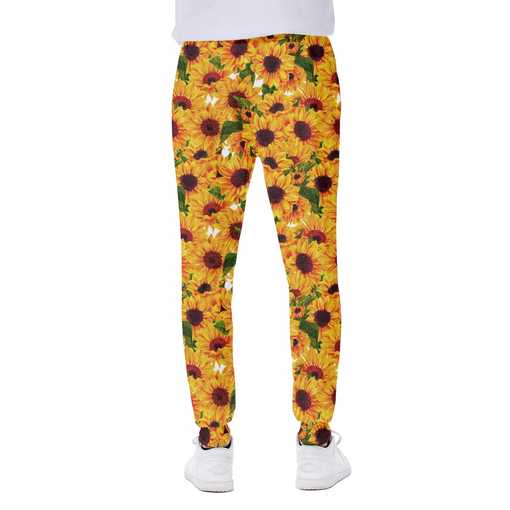 Watercolor Sunflower Pattern Print Scuba Joggers