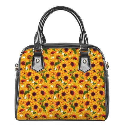 Watercolor Sunflower Pattern Print Shoulder Handbag