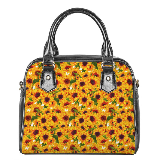 Watercolor Sunflower Pattern Print Shoulder Handbag