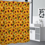 Watercolor Sunflower Pattern Print Shower Curtain