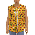 Watercolor Sunflower Pattern Print Sleeveless Baseball Jersey