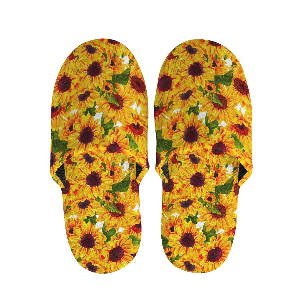 Watercolor Sunflower Pattern Print Slippers
