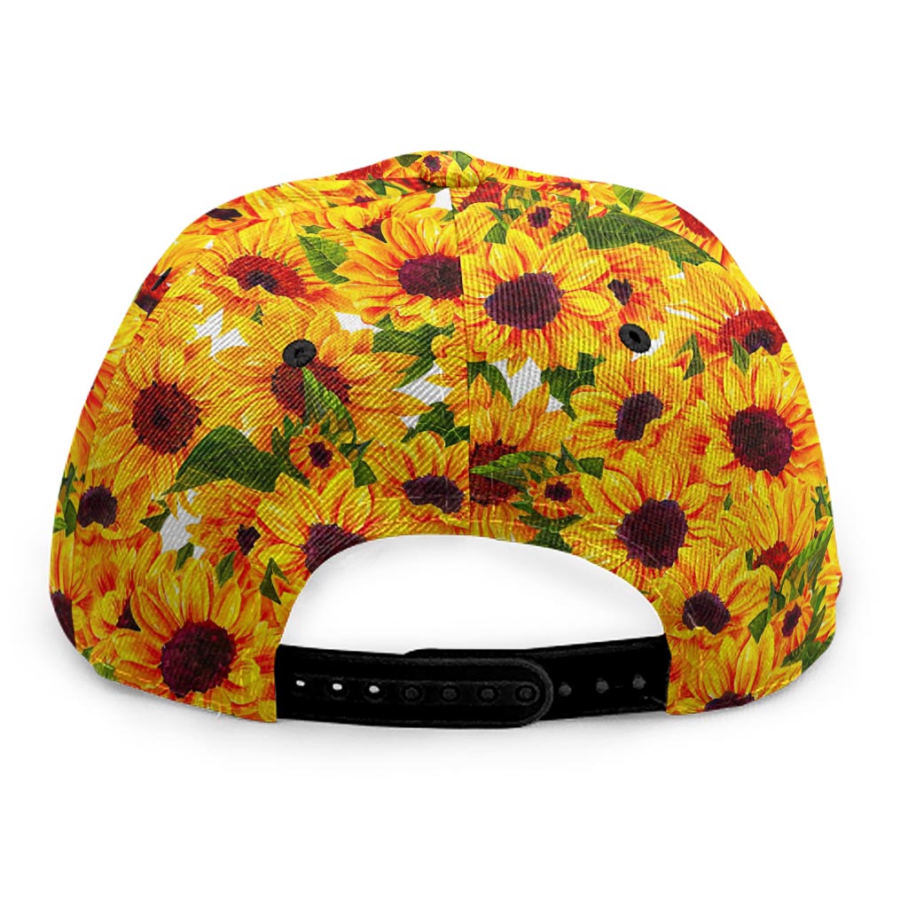 Watercolor Sunflower Pattern Print Snapback Cap