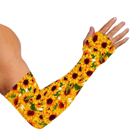 Watercolor Sunflower Pattern Print Sun Protection Arm Sleeves