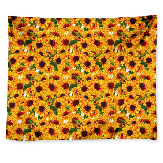 Watercolor Sunflower Pattern Print Tapestry