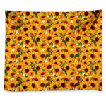 Watercolor Sunflower Pattern Print Tapestry