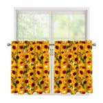 Watercolor Sunflower Pattern Print Tier Curtains