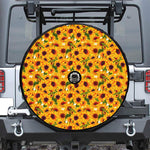 Watercolor Sunflower Pattern Print Tire Cover With Camera Hole
