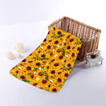 Watercolor Sunflower Pattern Print Towel