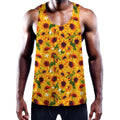 Watercolor Sunflower Pattern Print Men's Workout Tank Top