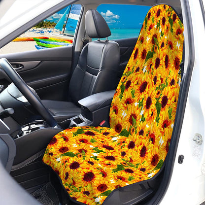 Watercolor Sunflower Pattern Print Waterproof Car Seat Cover