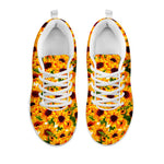 Watercolor Sunflower Pattern Print White Running Shoes