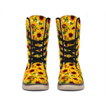 Watercolor Sunflower Pattern Print Winter Boots