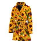 Watercolor Sunflower Pattern Print Women's Bathrobe